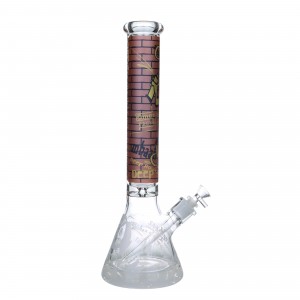 16.5" Clover Glass Stitched Face Beaker Water Pipe - [WPA-276]